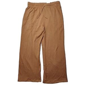 ARIZONA Women 3XL Amber Brown 100% Cotton Pull-On Casual Wide Leg Pants NEW